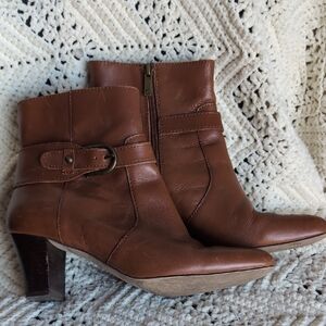 Anne Klein Brown Leather Ankle Boots